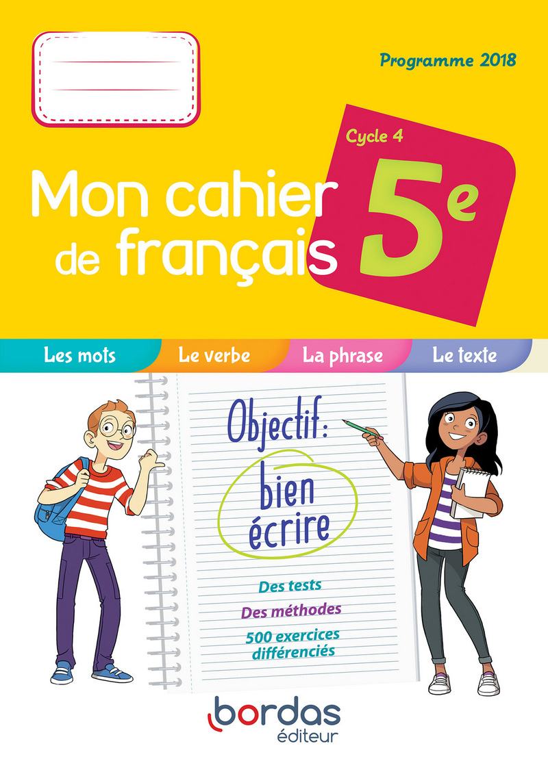 Mon cahier de français 5e * Cahier d'exercices (Ed. 2019) | Bordas éditeur